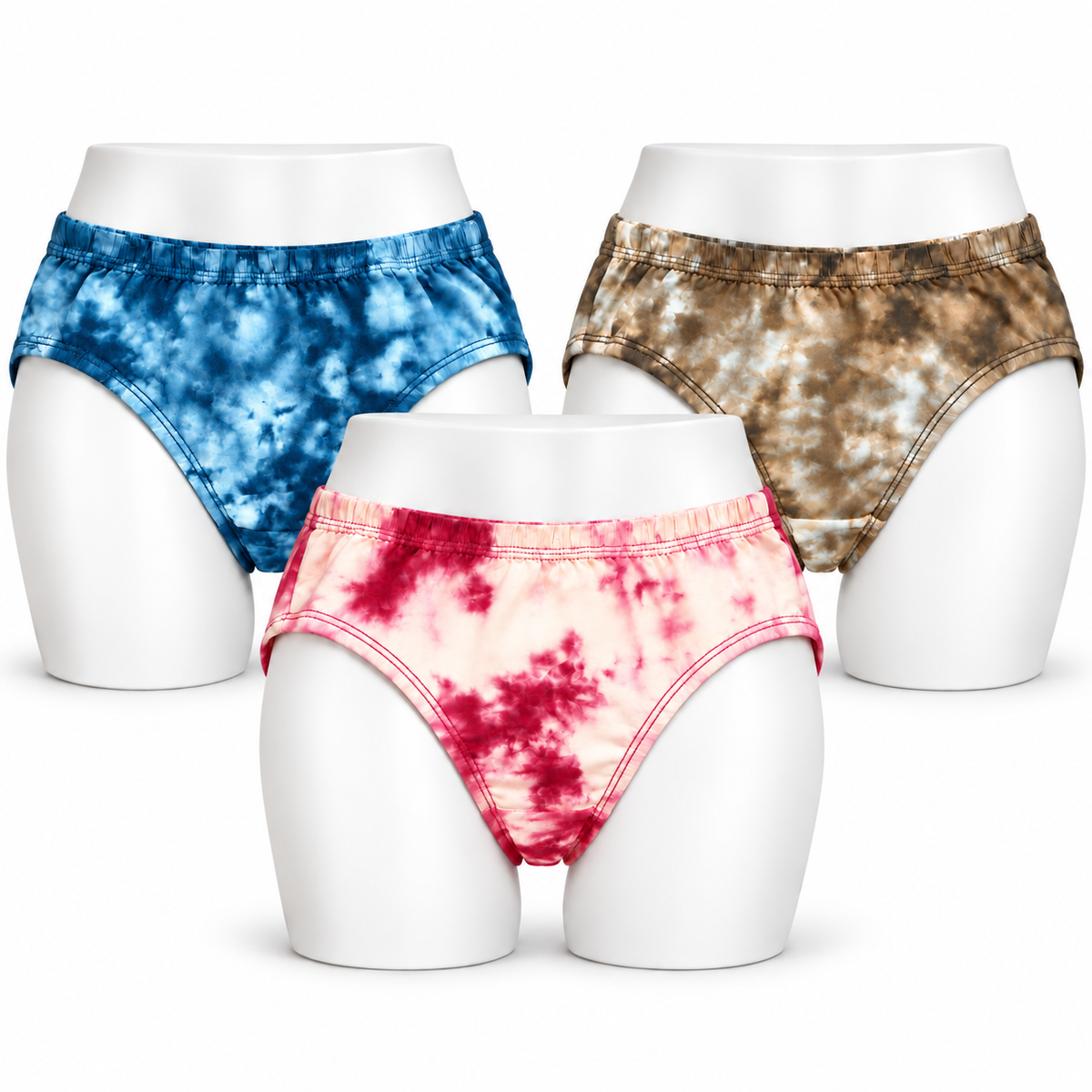 Women's Cotton Panties – Pack of 3 | Blue, Pink & Brown