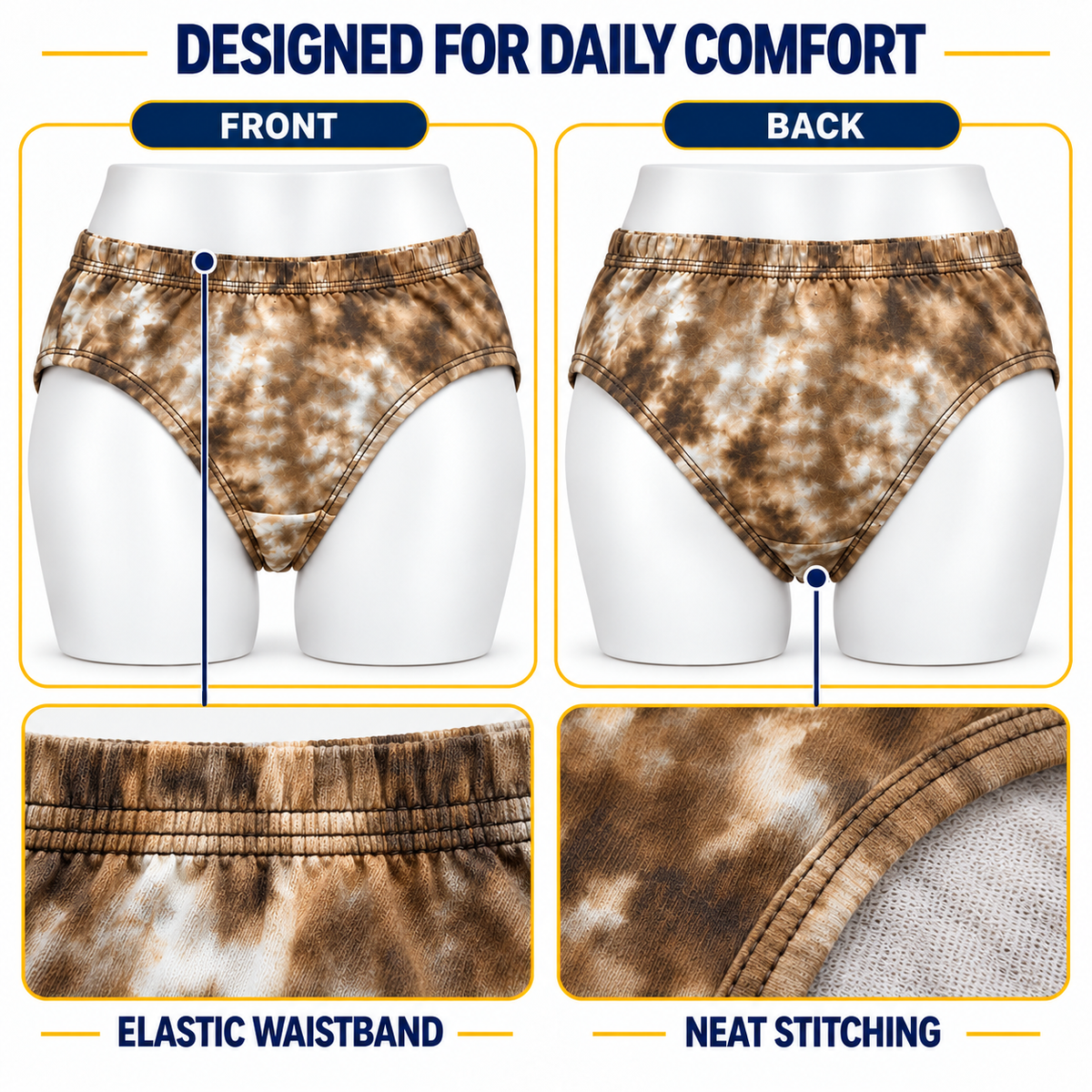 Women's Cotton Panties – Pack of 3 | Blue, Pink & Brown