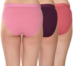 Women's Stretch-Fit Cotton Lycra Panties Pack of 3 – Dusty Rose, Purple & Pink