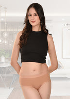 Women's Stretch-Fit Cotton Lycra Panties Pack of 3 – Brown, Coral Pink & Camel