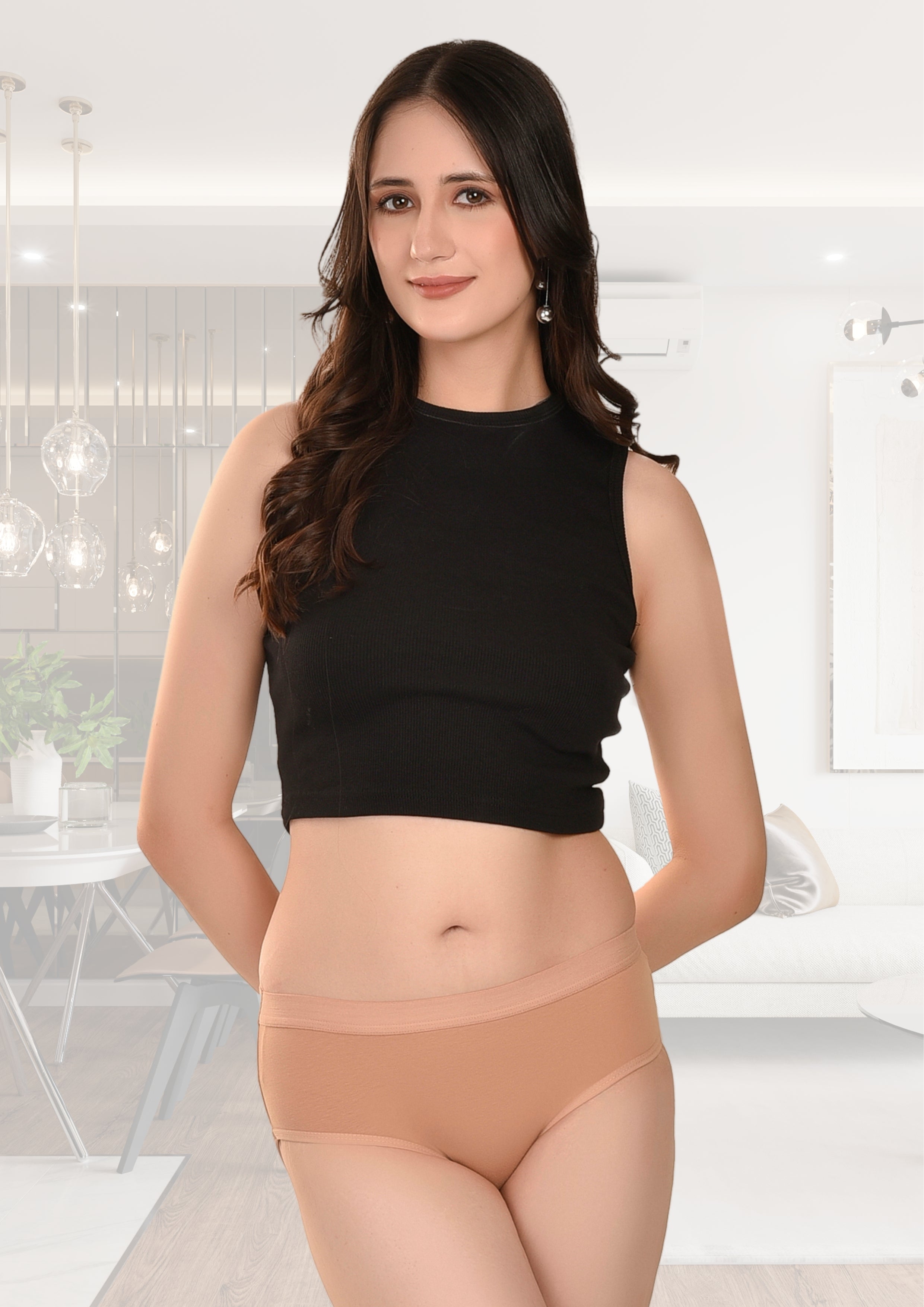 Women's Stretch-Fit Cotton Lycra Panties Pack of 3 – Brown, Coral Pink & Camel