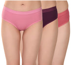 Women's Stretch-Fit Cotton Lycra Panties Pack of 3 – Dusty Rose, Purple & Pink