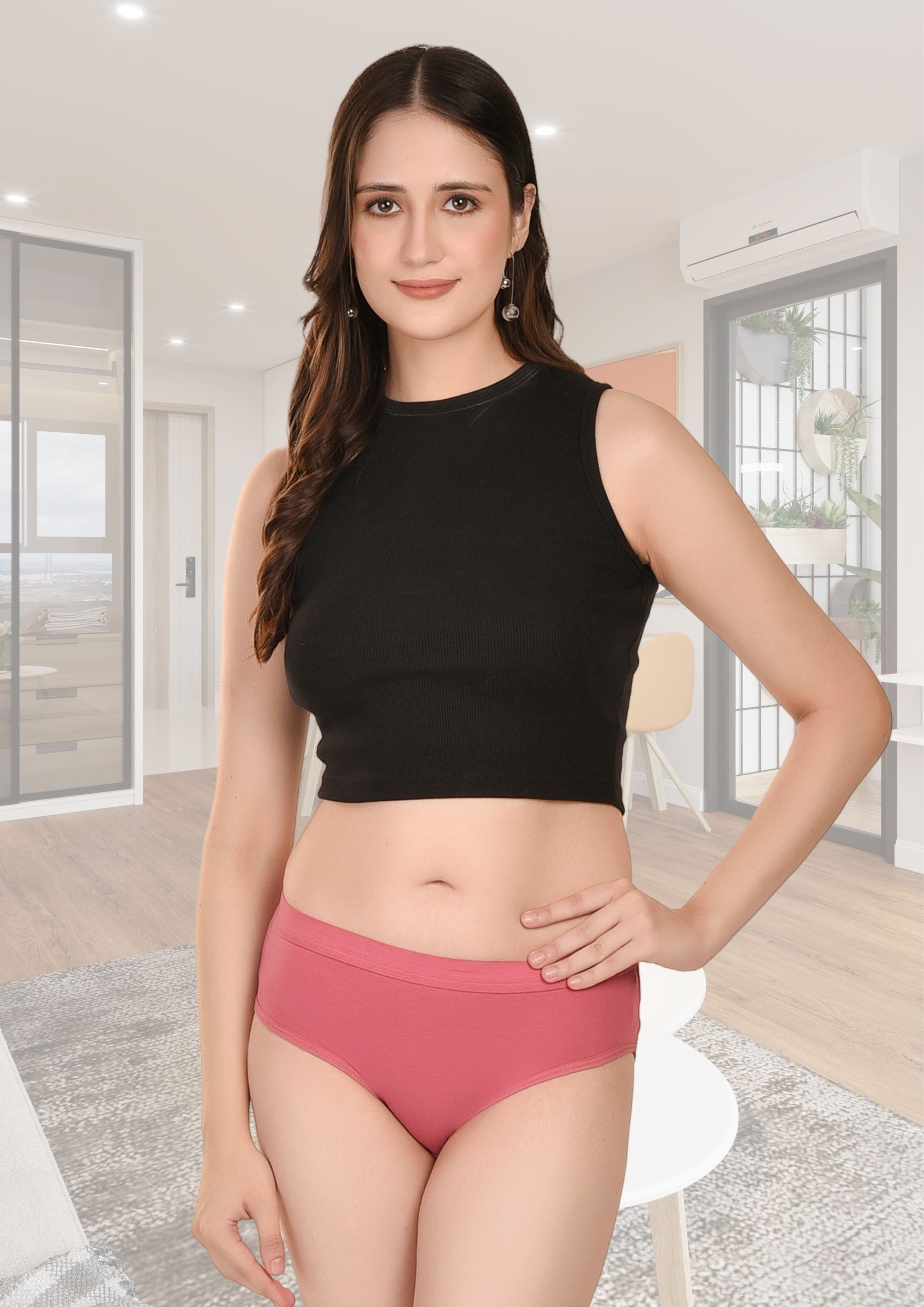 Women's Stretch-Fit Cotton Lycra Panties Pack of 3 – Dusty Rose, Purple & Pink