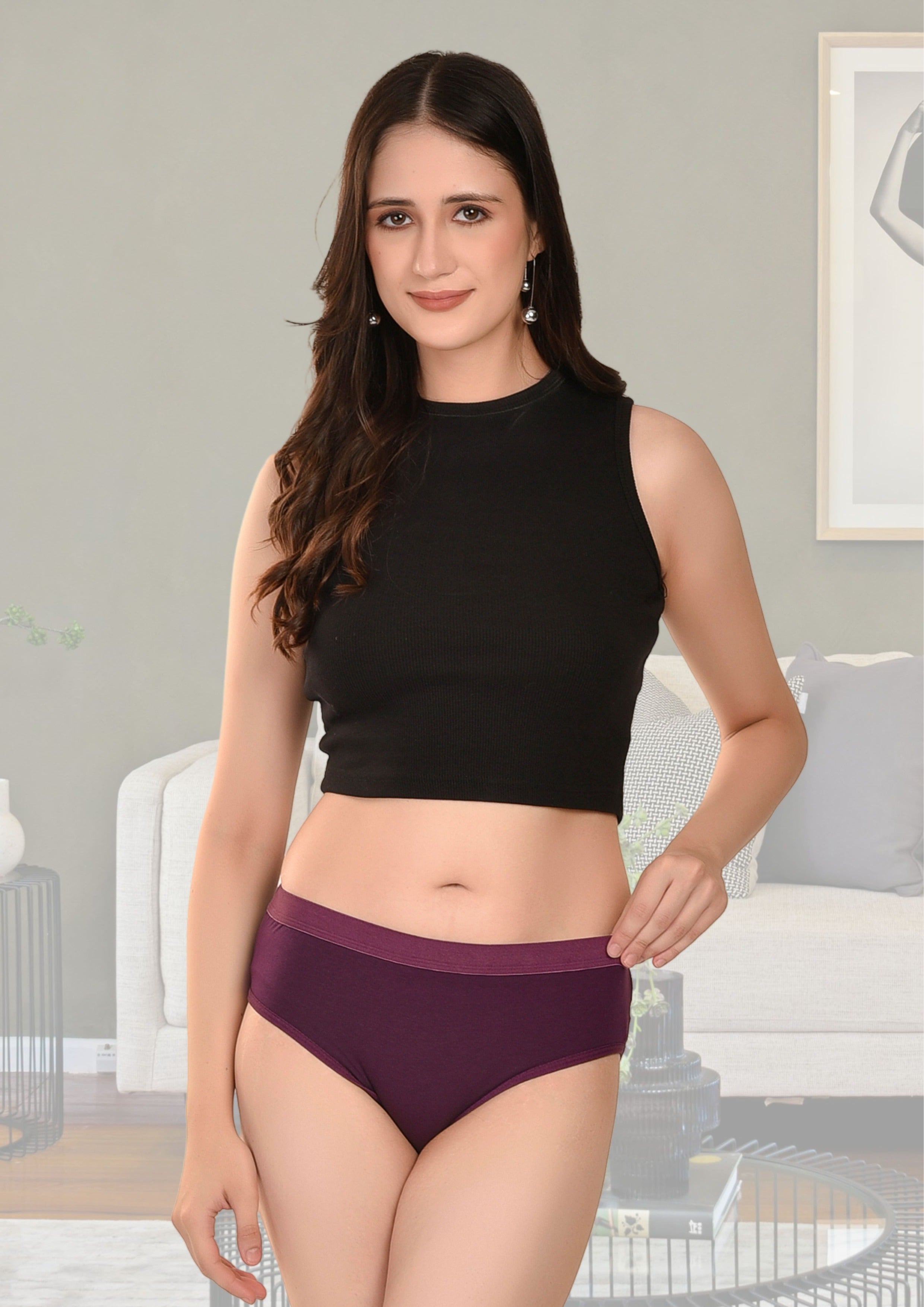Women's Stretch-Fit Cotton Lycra Panties Pack of 3 – Dusty Rose, Purple & Pink