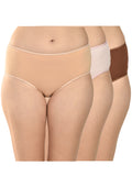 Women's Everyday Comfort Cotton Panties Pack of 3 – Brown, Pink & Peach