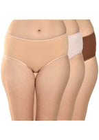 Women's Everyday Comfort Cotton Panties Pack of 3 – Brown, Pink & Peach