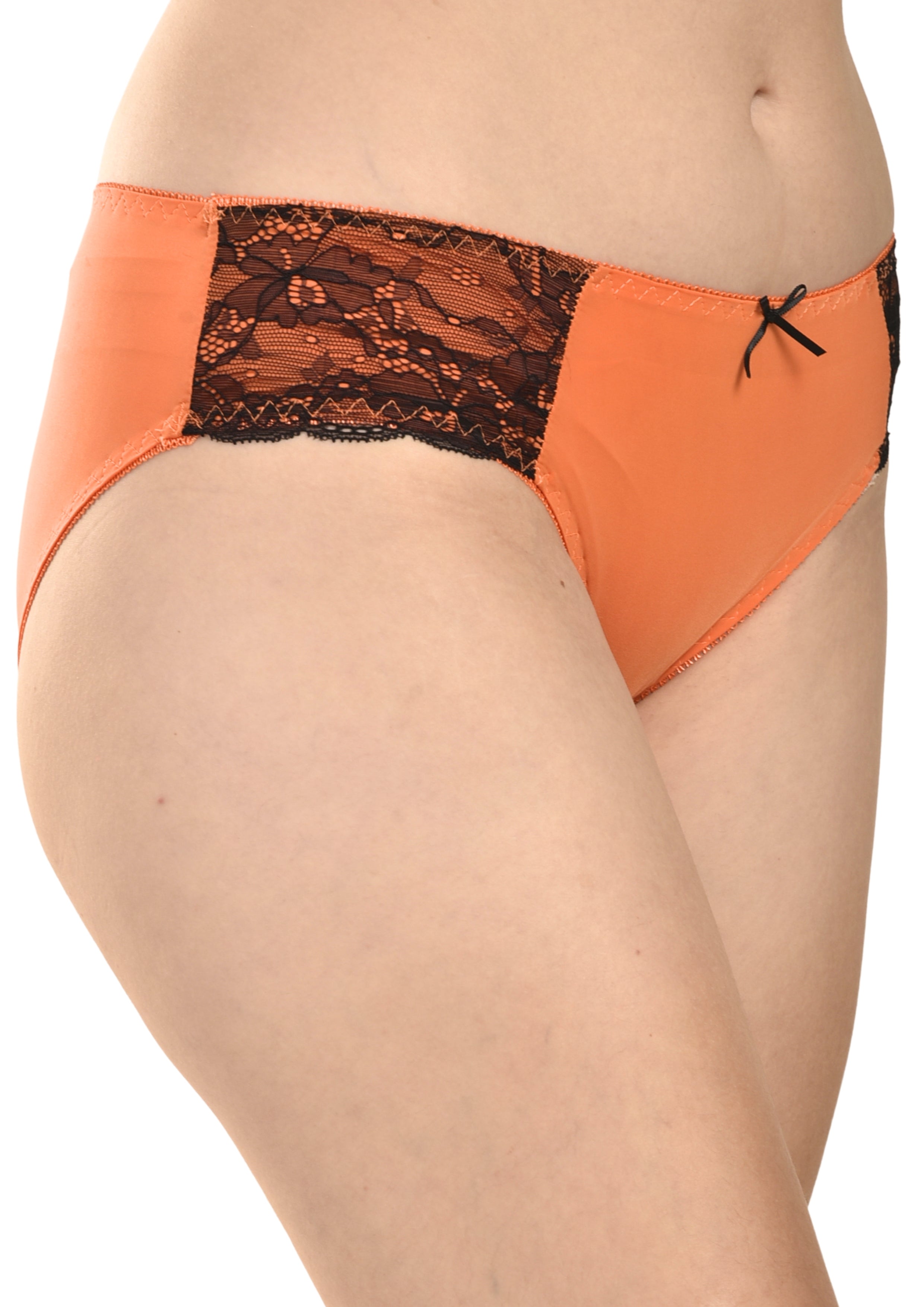 Women's Stretch Lace Panties Pack of 3 – Pink, Orange & Grey