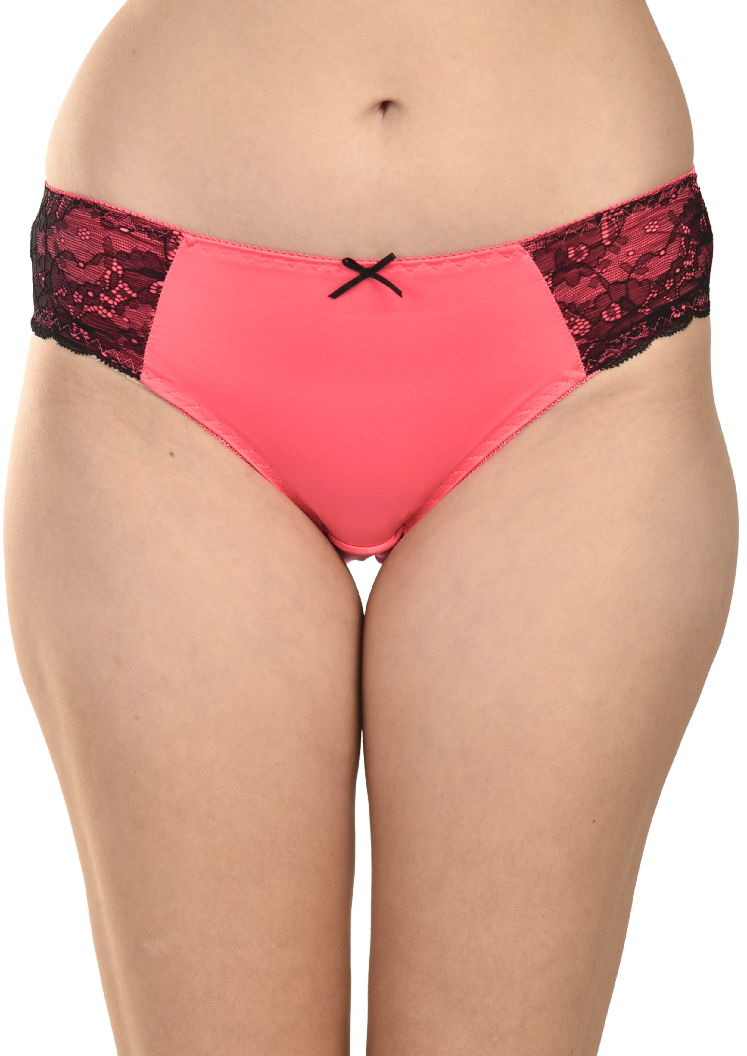 Women's Stretch Lace Panties Pack of 3 – Pink, Orange & Grey