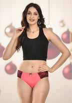 Women's Stretch Lace Panties Pack of 3 – Pink, Orange & Grey