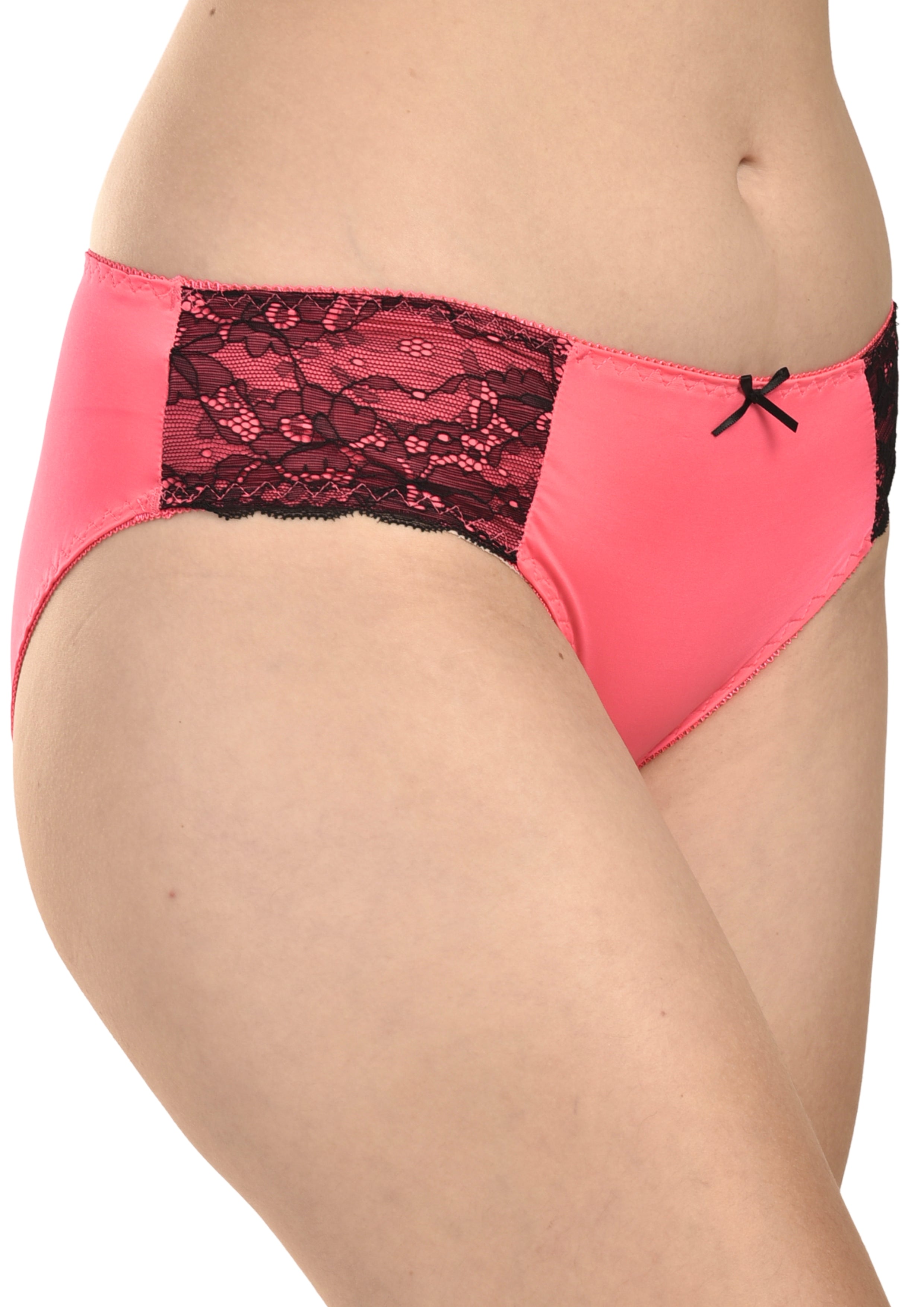 Women's Stretch Lace Panties Pack of 3 – Pink, Orange & Grey