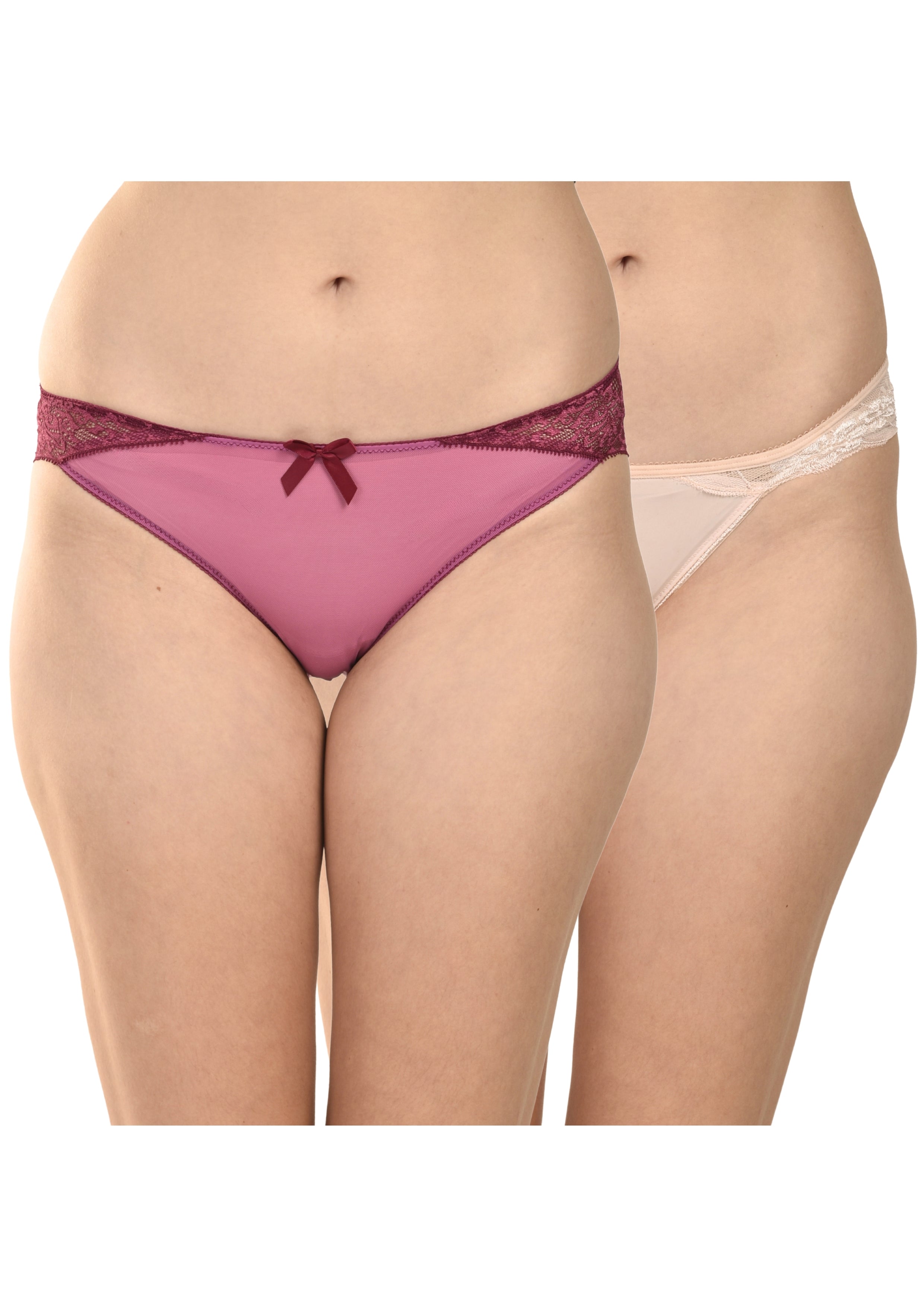 Women's Delicate Lace Panties Pack of 2 – Peach & Wine