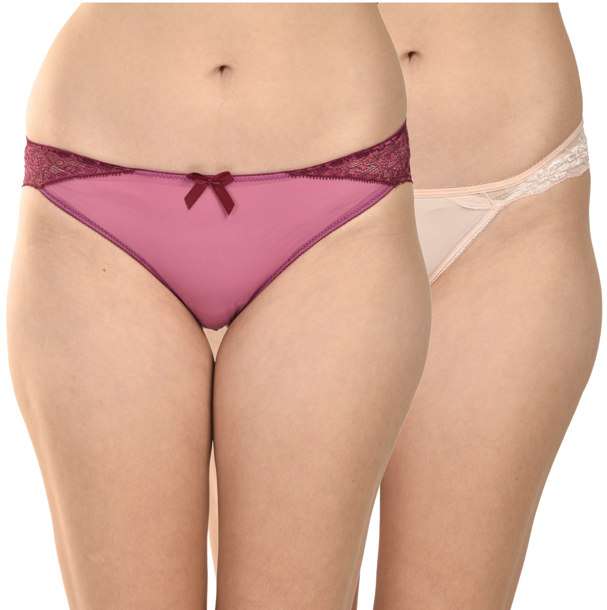 Women's Delicate Lace Panties Pack of 2 – Peach & Wine