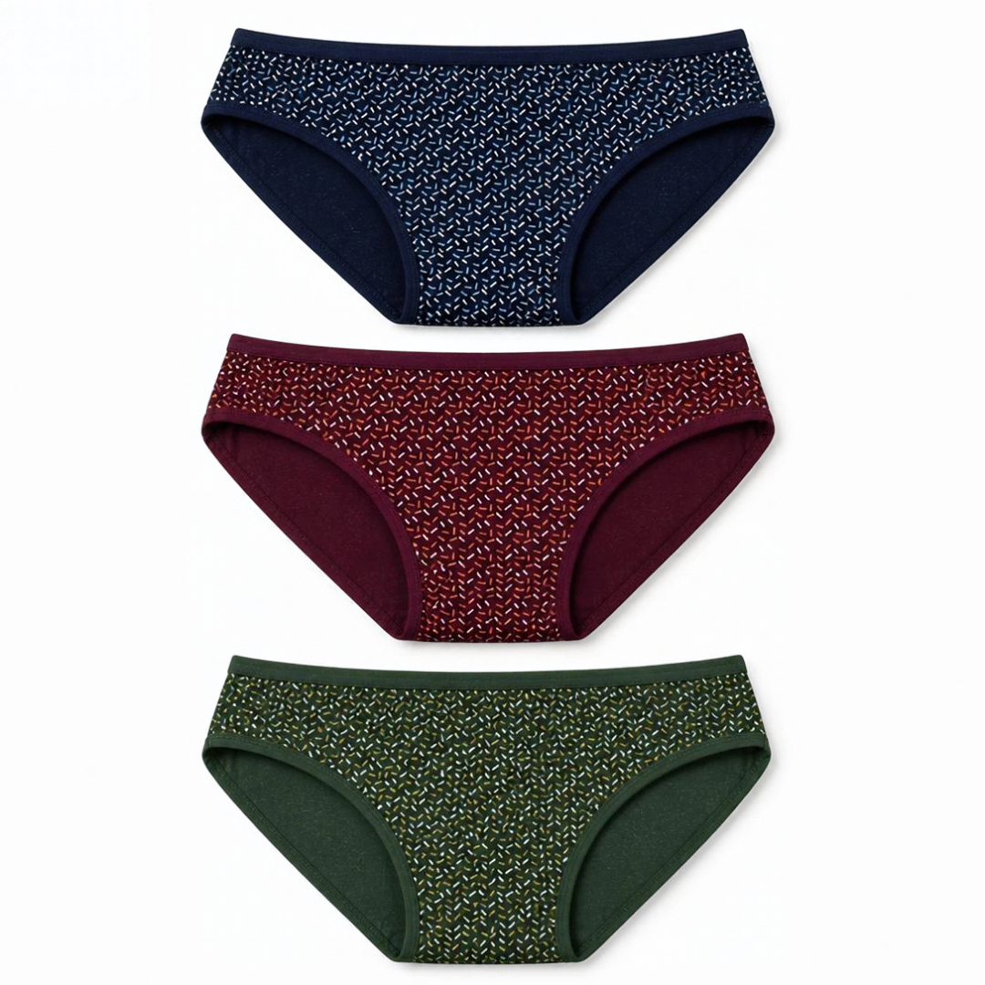 Women's Cotton Panties – Pack of 3 | Blue, Green & Wine