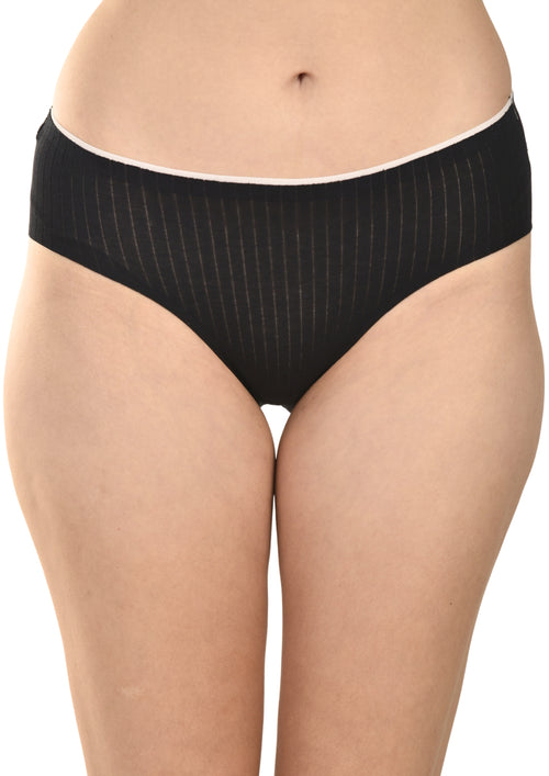 Black Cotton Seamless Panties Pack of 3