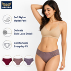 Women's Nylon Modal Panties – Pack of 3 | Maroon, Dusty Pink & Lavender