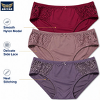 Women's Nylon Modal Panties – Pack of 3 | Maroon, Dusty Pink & Lavender