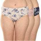 Women's Printed Cotton Panties Pack of 3 – Blue, White & Pink
