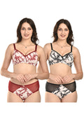 Women's Stretch-Fit Cotton Blend Panties Pack of 2 – Black & Red