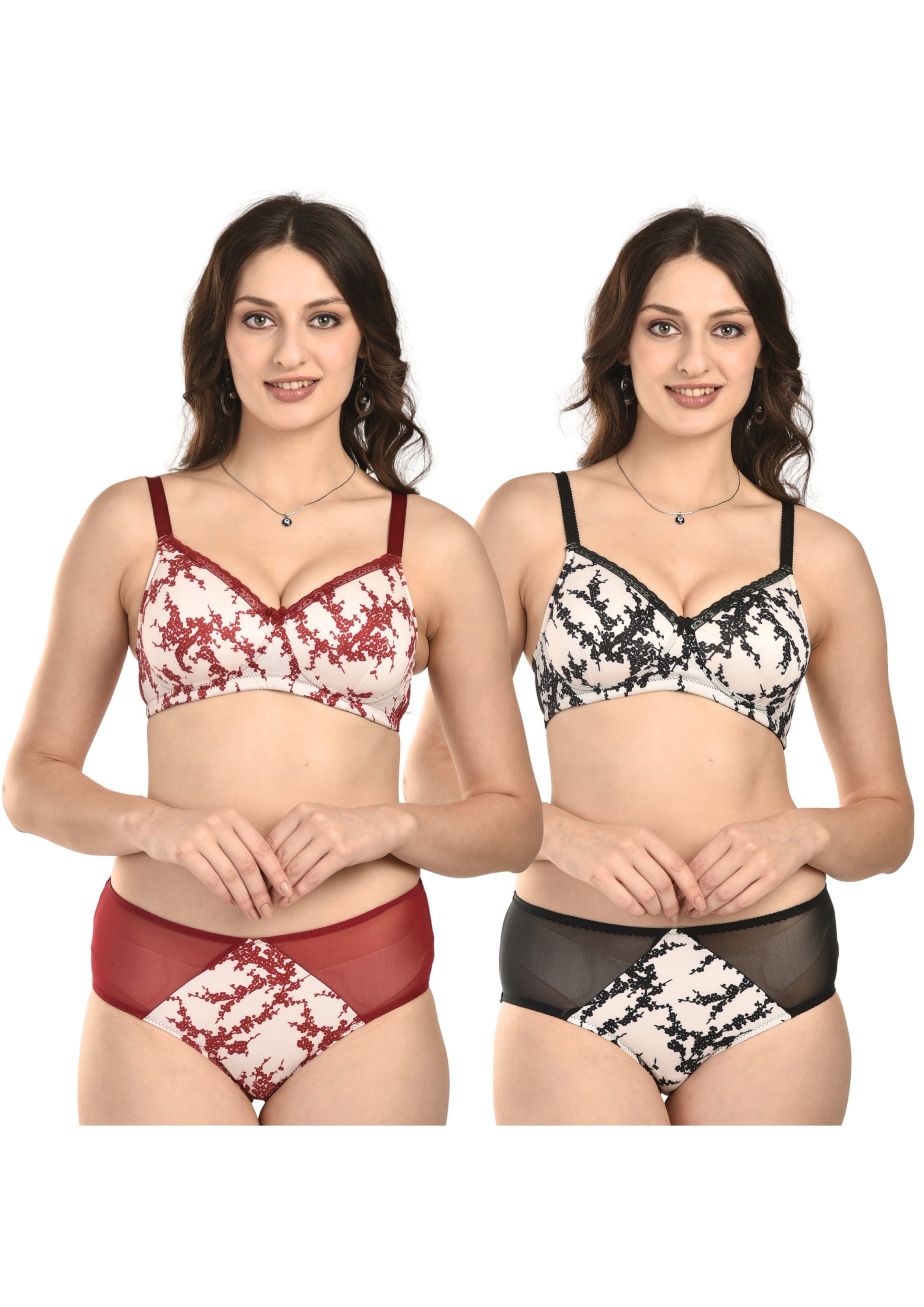 Women's Stretch-Fit Cotton Blend Panties Pack of 2 – Black & Red