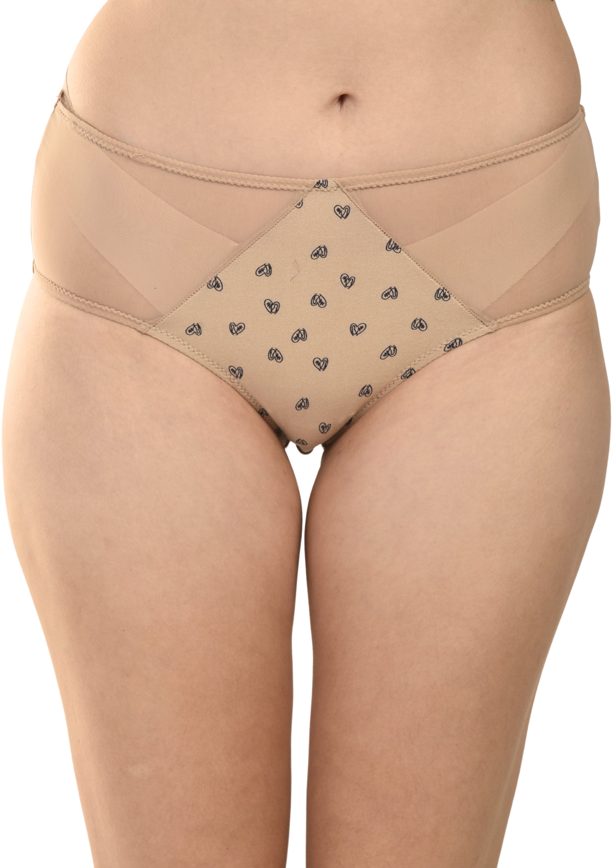 Women's Stretch-Fit Cotton Blend Panties Pack of 2 – Black & Skin Tone