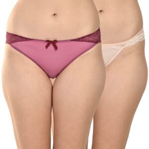 Nylon Lacy Panty (Peach & Wine)